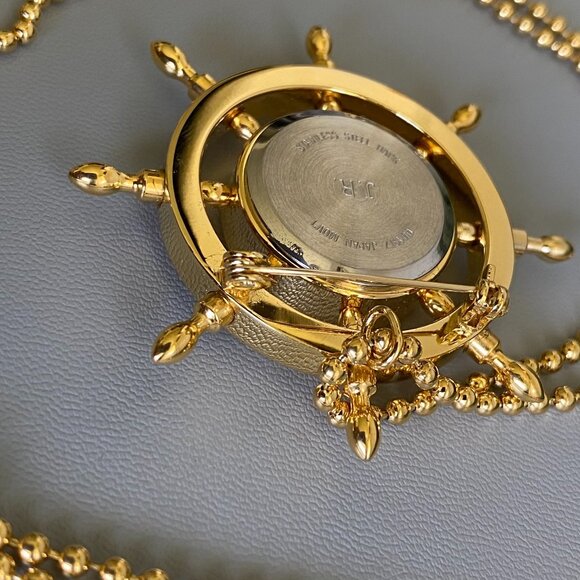 Joan Rivers VTG Nautical Watch Brooch Pendant Necklace - Picture 4 of 11